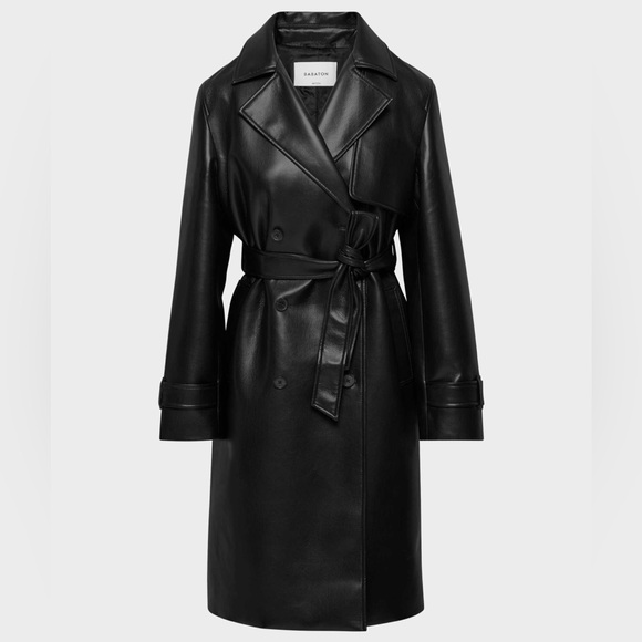 Babaton Jackets & Blazers - Babaton-New Tabloid Trench Coat-UNReal Leather-Black-Size M-NWT